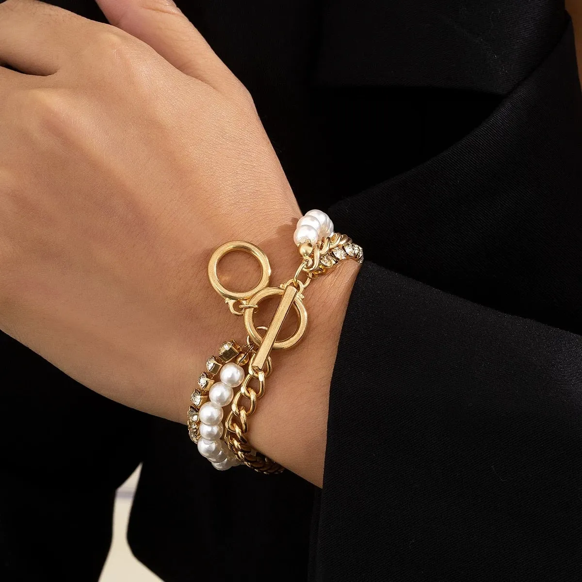 4Pcs/Set Luxury Adjustable Nostalgic Trendy Crystal Bracelet