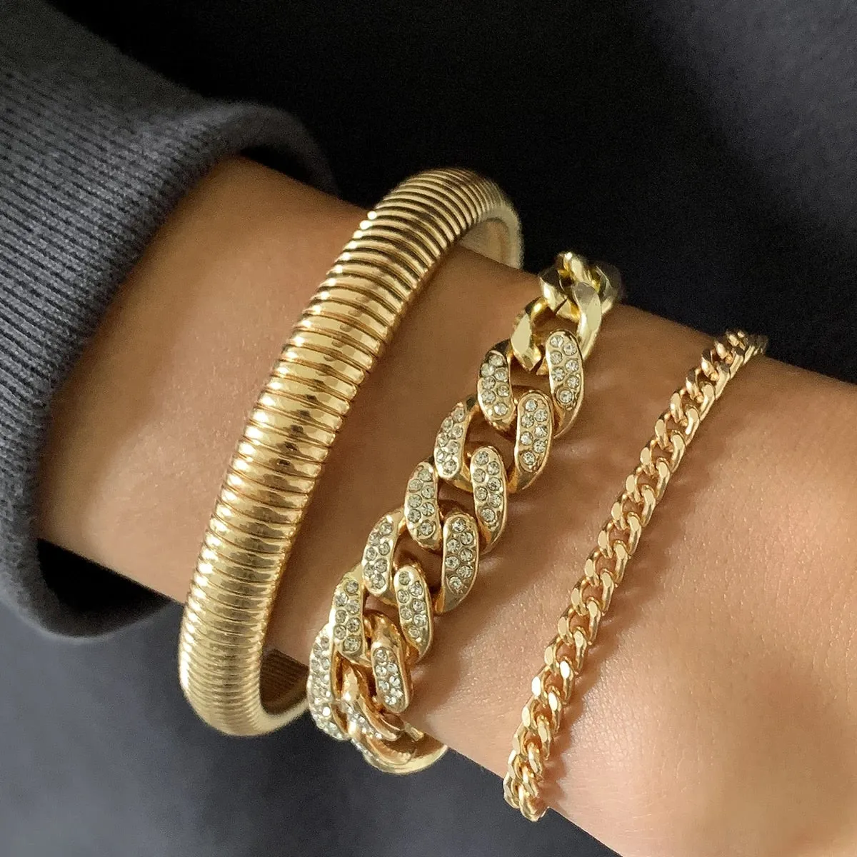4Pcs/Set Luxury Adjustable Nostalgic Trendy Crystal Bracelet