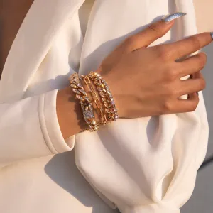 4Pcs/Set Luxury Adjustable Nostalgic Trendy Crystal Bracelet