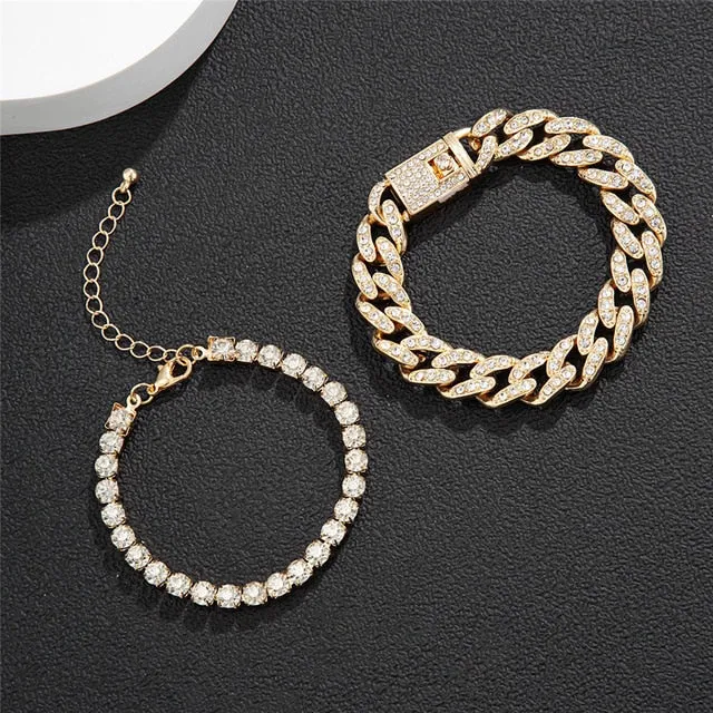 4Pcs/Set Luxury Adjustable Nostalgic Trendy Crystal Bracelet