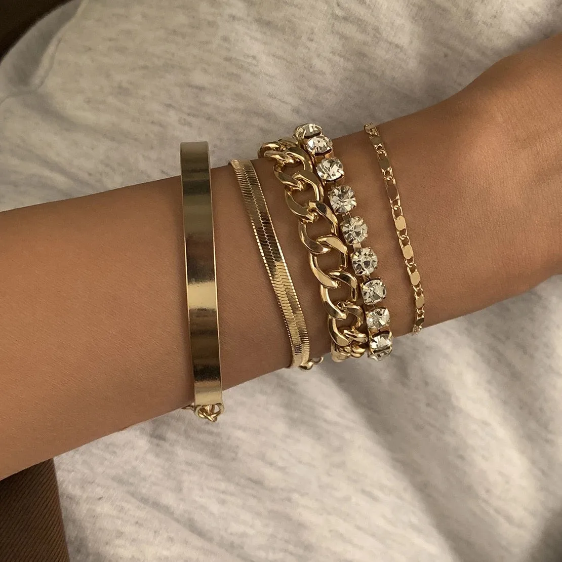 4Pcs/Set Luxury Adjustable Nostalgic Trendy Crystal Bracelet