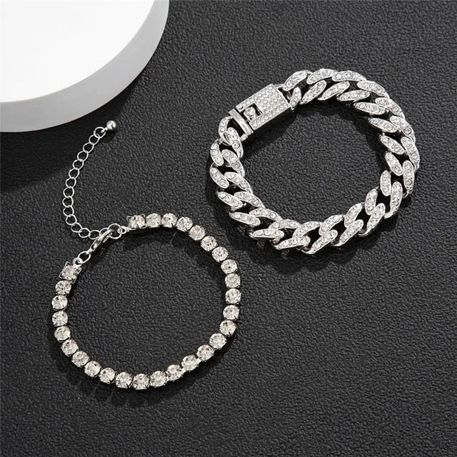 4Pcs/Set Luxury Adjustable Nostalgic Trendy Crystal Bracelet