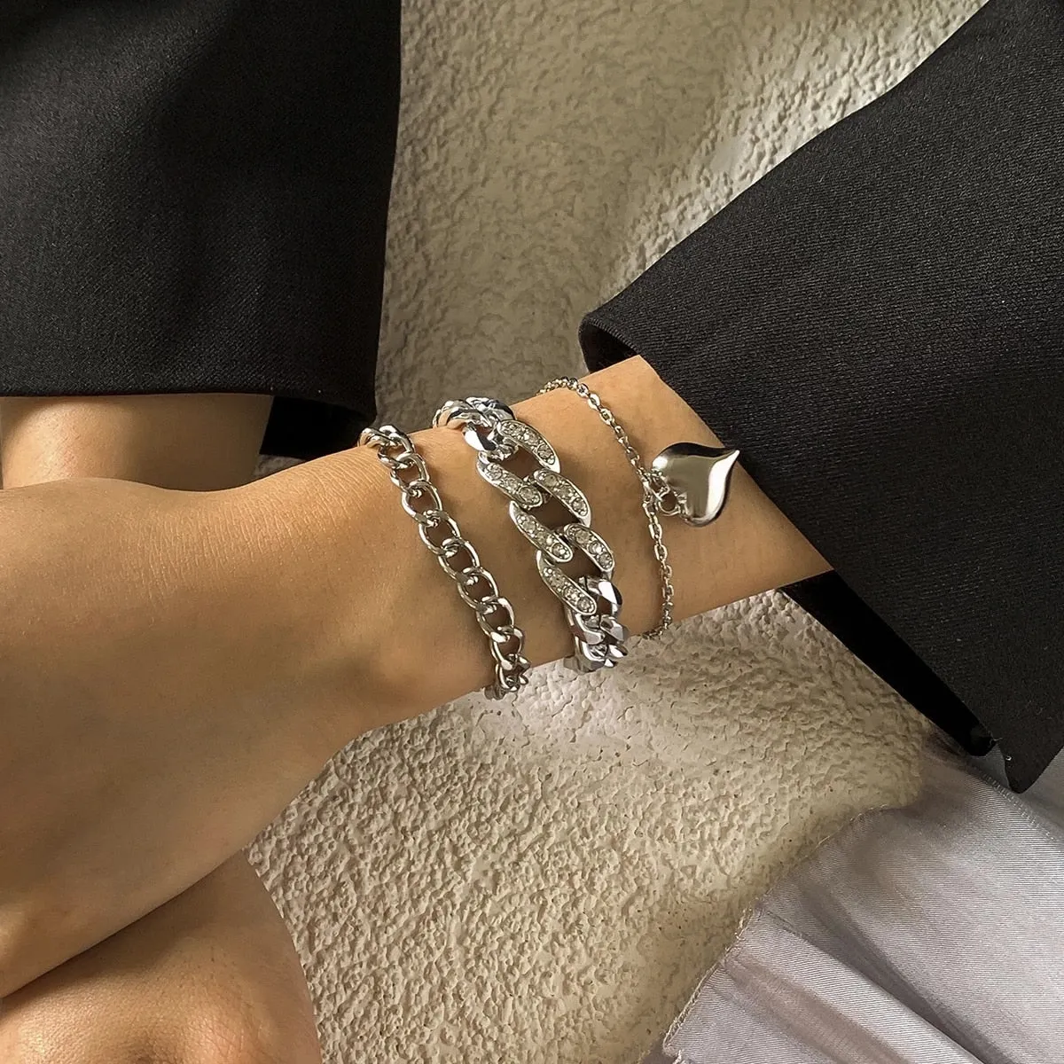 4Pcs/Set Luxury Adjustable Nostalgic Trendy Crystal Bracelet