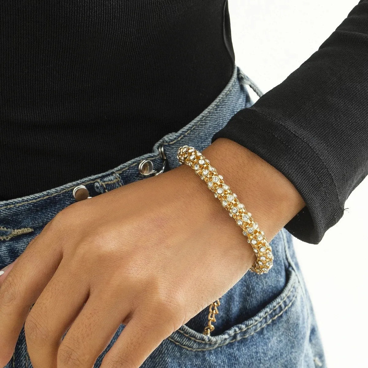 4Pcs/Set Luxury Adjustable Nostalgic Trendy Crystal Bracelet