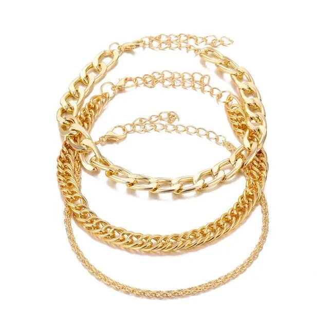 5 Pieces \ Set Fashion New Gold Silver Heart Pendant Anklet Girl Summer Beach Ankle Bracelet  Women Accessories Jewelry Gift