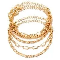 5 Pieces \ Set Fashion New Gold Silver Heart Pendant Anklet Girl Summer Beach Ankle Bracelet  Women Accessories Jewelry Gift