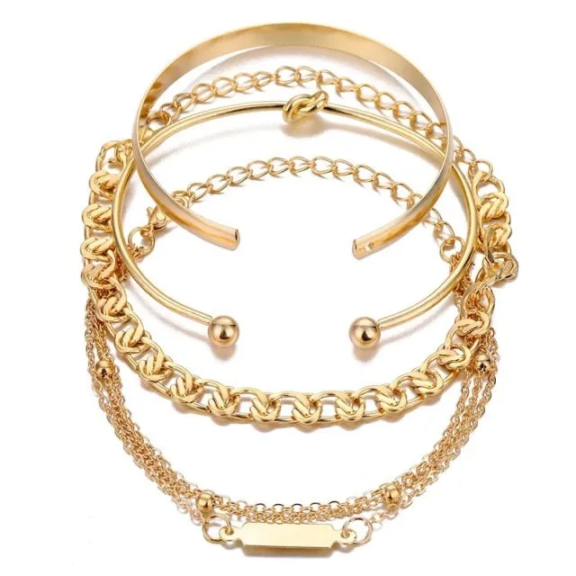 5 Pieces \ Set Fashion New Gold Silver Heart Pendant Anklet Girl Summer Beach Ankle Bracelet  Women Accessories Jewelry Gift