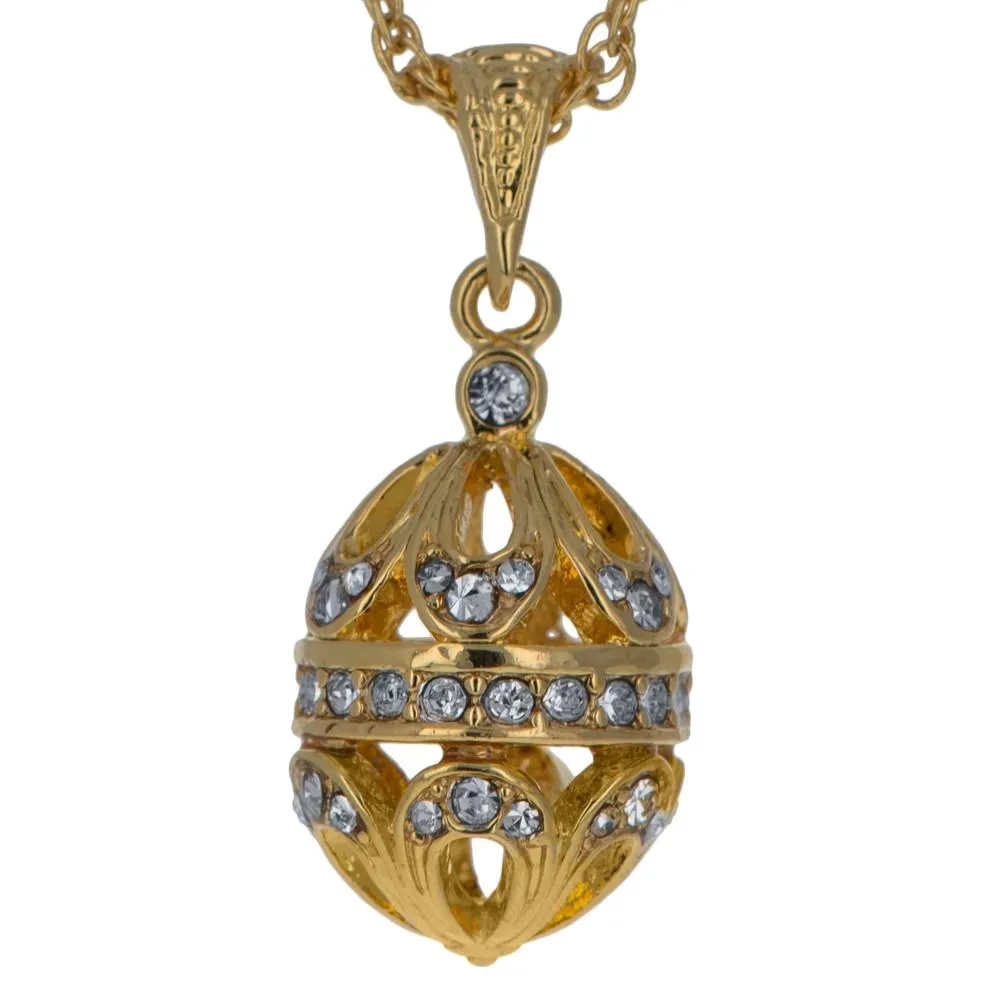57-Crystal Royal Egg Necklace in Brass, 20 Inches