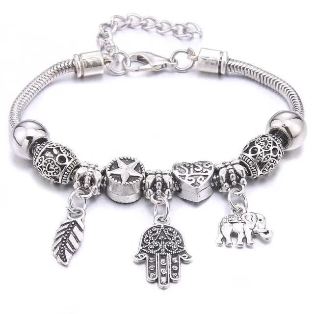 6-colors Crystal Beads Elephant beading Charm Bracelet & Bangles Jewelry