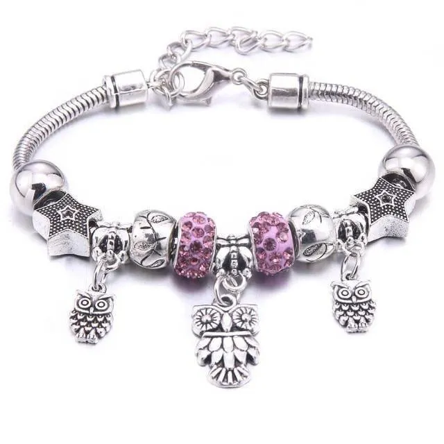 6-colors Crystal Beads Elephant beading Charm Bracelet & Bangles Jewelry