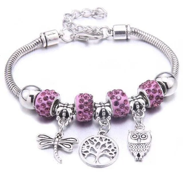6-colors Crystal Beads Elephant beading Charm Bracelet & Bangles Jewelry
