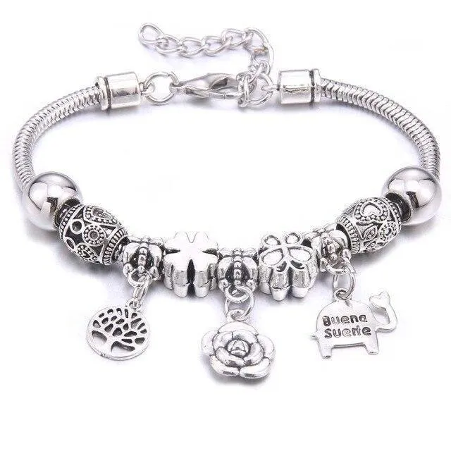 6-colors Crystal Beads Elephant beading Charm Bracelet & Bangles Jewelry