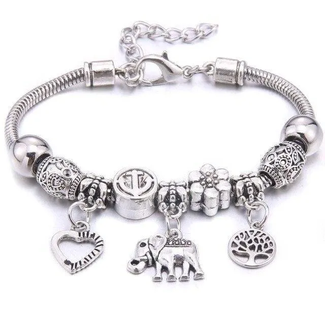 6-colors Crystal Beads Elephant beading Charm Bracelet & Bangles Jewelry