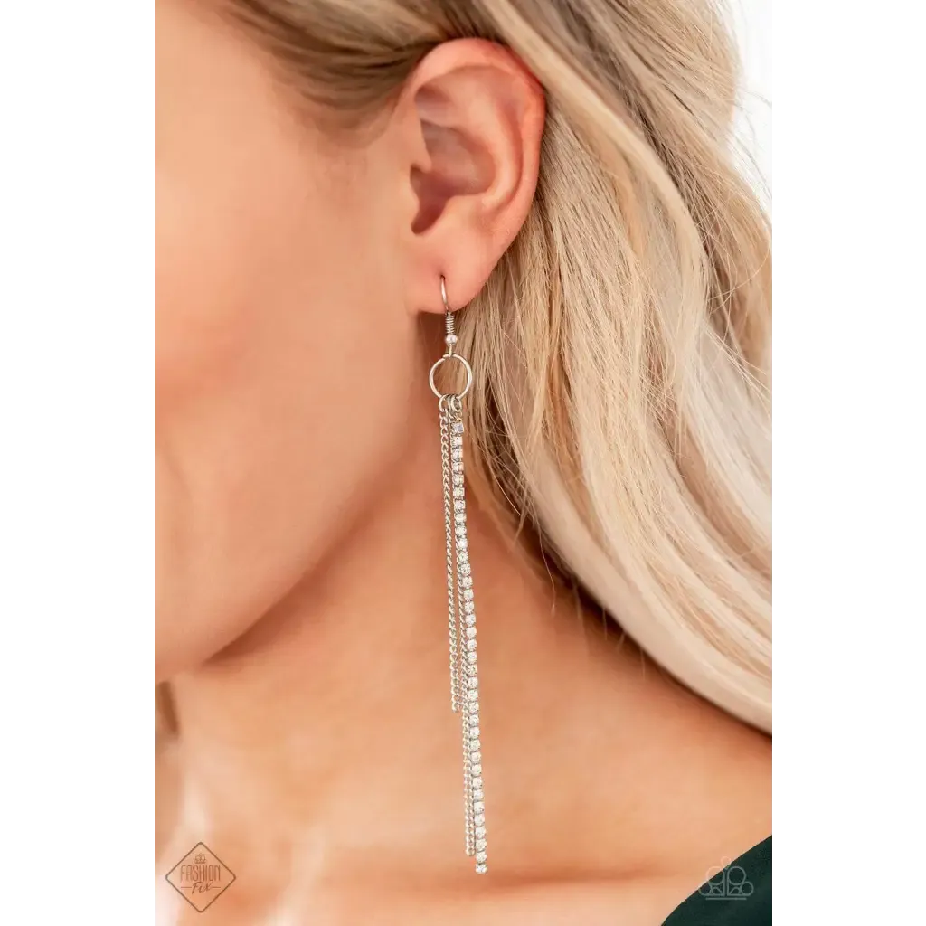 7 Days A SLEEK - White Earrings
