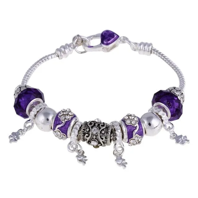 925 Silver Crystal Charm Bracelets