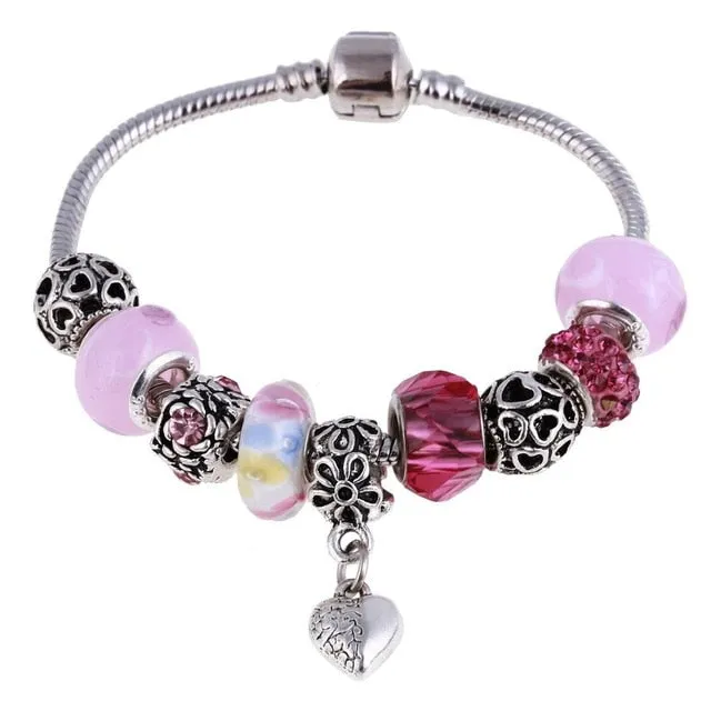 925 Silver Crystal Charm Bracelets