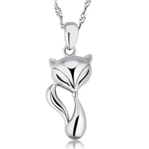 .925 Silver Pendant - Cat/Fox Pendant with a delicate Singapore link chain