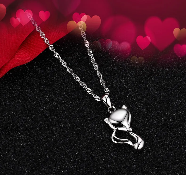 .925 Silver Pendant - Cat/Fox Pendant with a delicate Singapore link chain