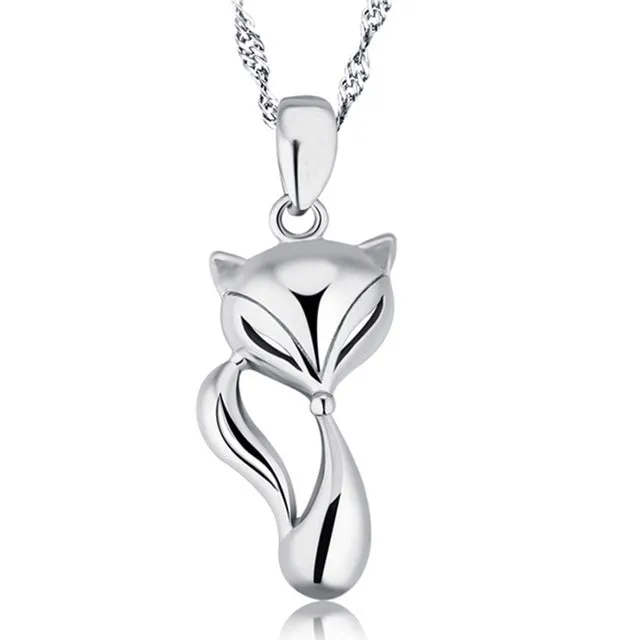.925 Silver Pendant - Cat/Fox Pendant with a delicate Singapore link chain