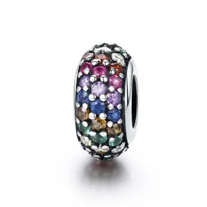 925 Sterling Silver Rainbow Diamond Bead Pendant For Diy Bracelets And Necklaces