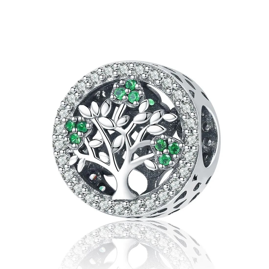 925 Sterling Silver Tree Of Life Diamond Pendant Bead Accessory Style - Bead