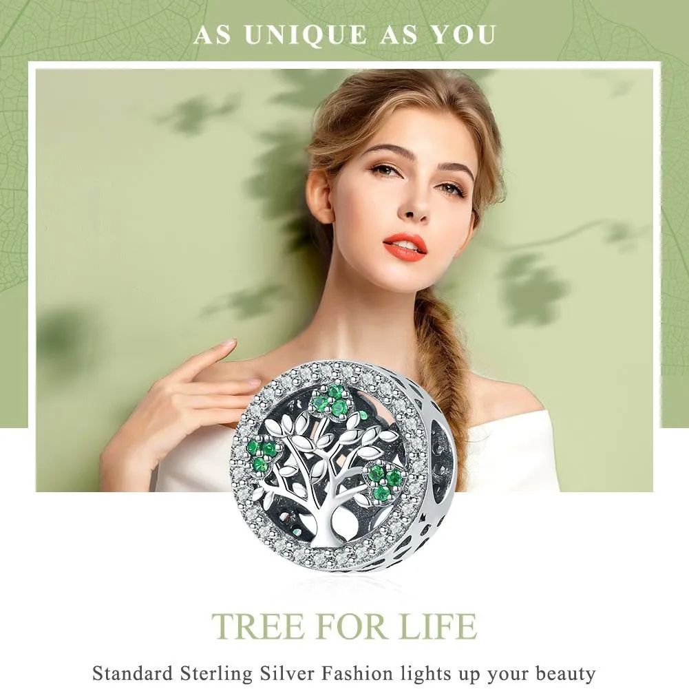 925 Sterling Silver Tree Of Life Diamond Pendant Set Style - Bead   Chain