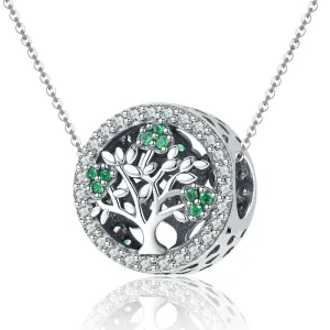925 Sterling Silver Tree Of Life Diamond Pendant Set Style - Bead   Chain