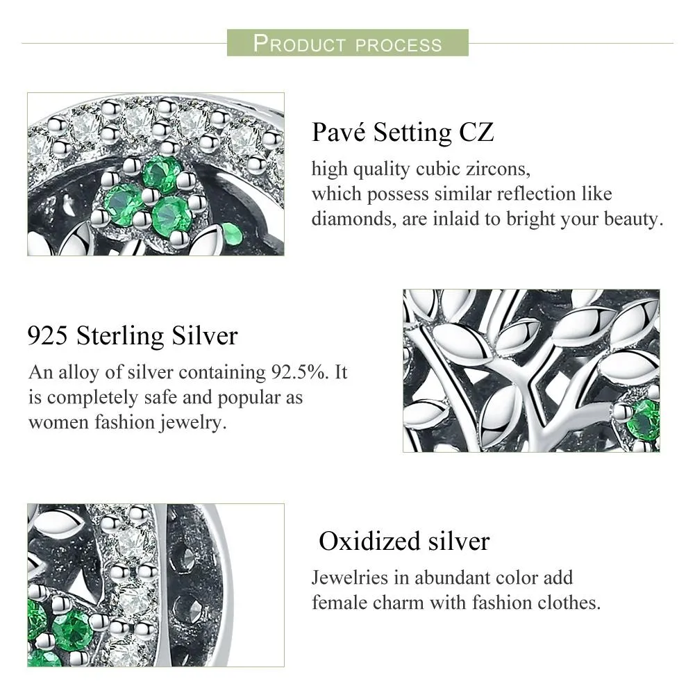 925 Sterling Silver Tree Of Life Diamond Pendant Set Style - Bead   Chain