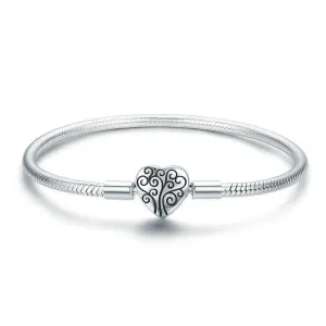 925 Sterling Silver Tree of Life Heart on a Heart Bracelet