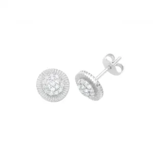 9ct White Gold Round Zirconia Stud Earrings ES564W