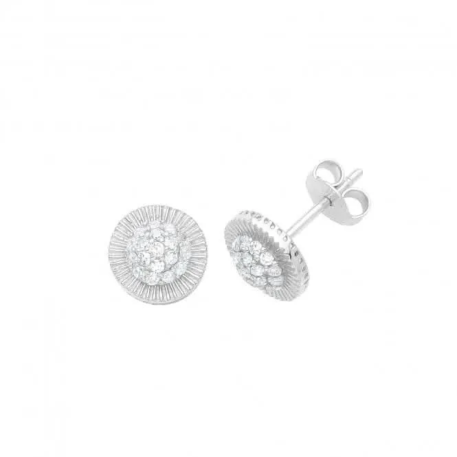 9ct White Gold Round Zirconia Stud Earrings ES564W