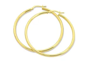 9ct Yellow Gold Silver Infused Plain Hoop Earrings 40mm