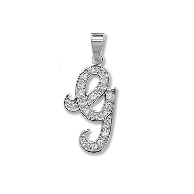 Acotis Silver Pendant Zirconia Initial G6128/G