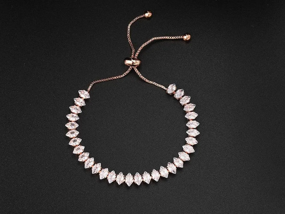 ADORABLE Waterdrop Shape Crystal AAA  Cubic Zirconia Simulated Diamonds Gold Color Tennis Bracelets for Women