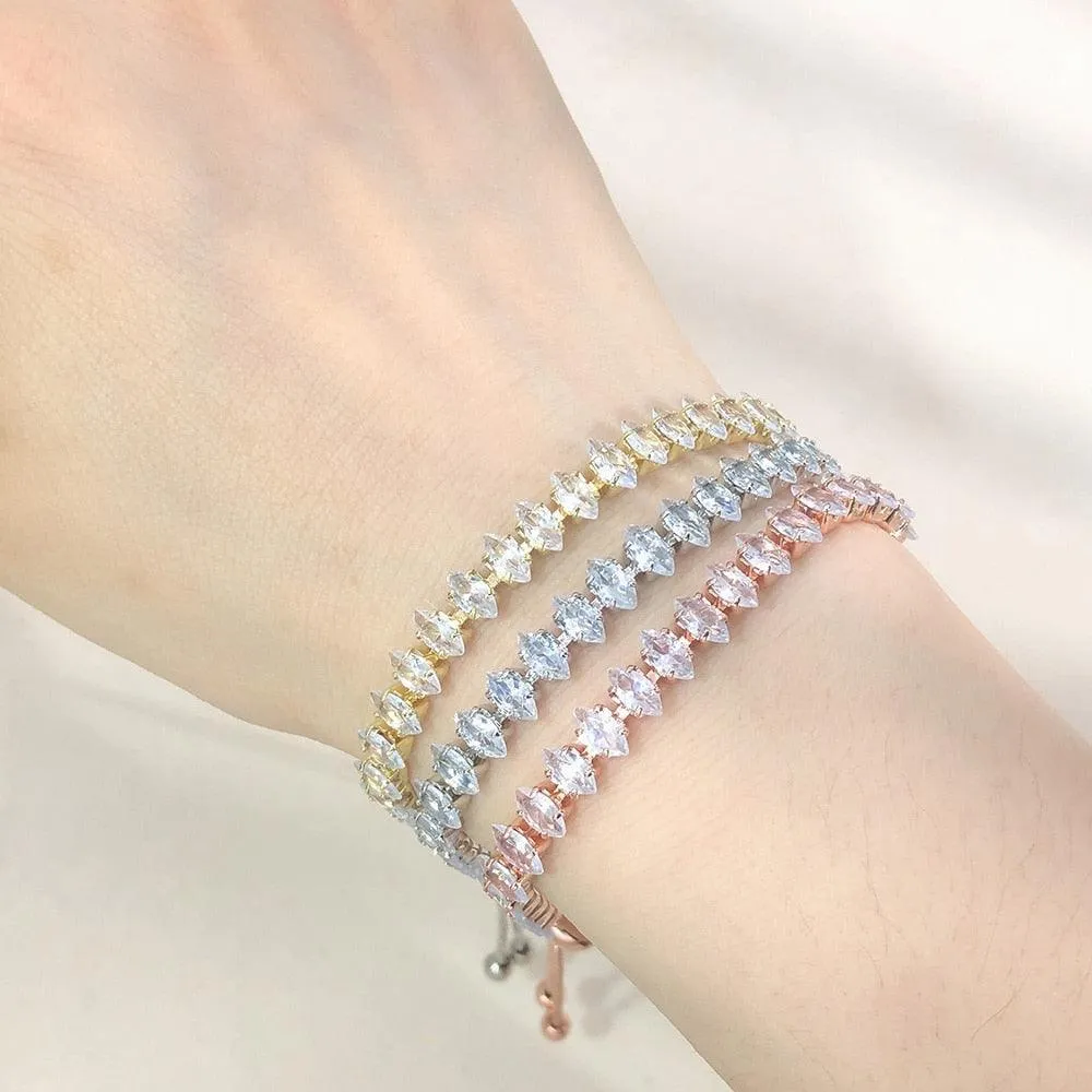 ADORABLE Waterdrop Shape Crystal AAA  Cubic Zirconia Simulated Diamonds Gold Color Tennis Bracelets for Women