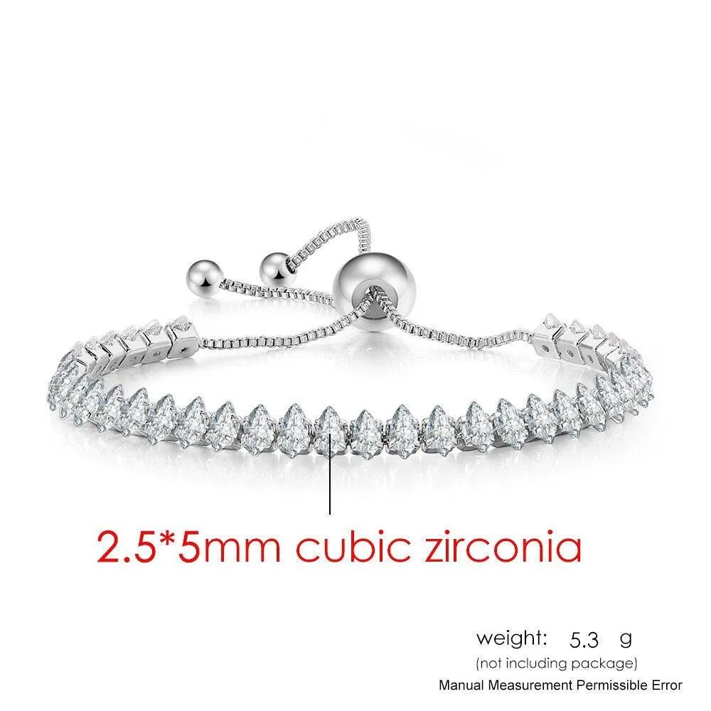 ADORABLE Waterdrop Shape Crystal AAA  Cubic Zirconia Simulated Diamonds Gold Color Tennis Bracelets for Women