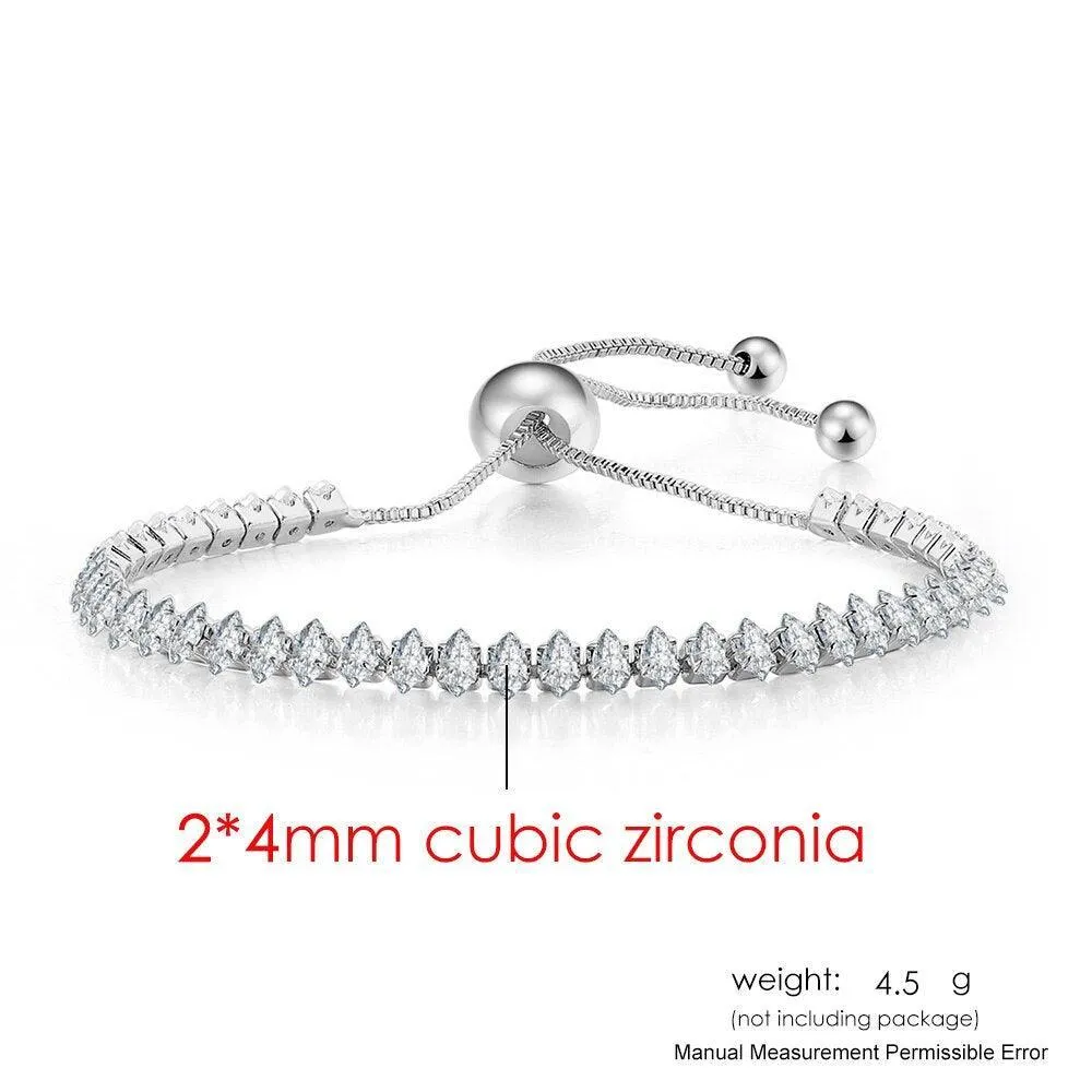 ADORABLE Waterdrop Shape Crystal AAA  Cubic Zirconia Simulated Diamonds Gold Color Tennis Bracelets for Women