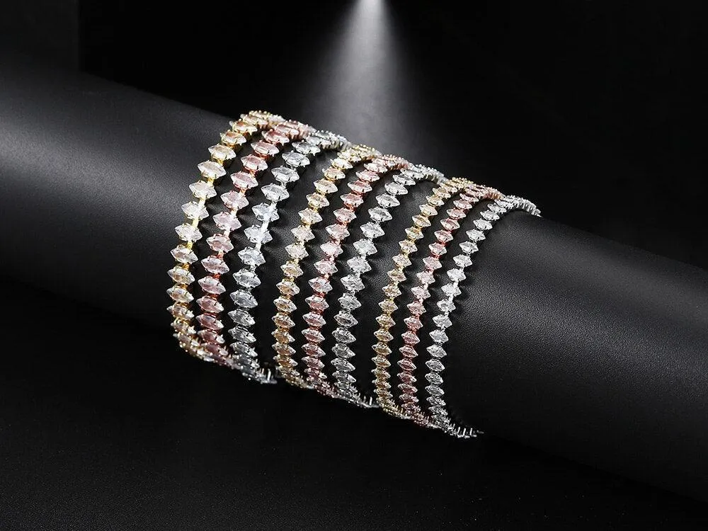 ADORABLE Waterdrop Shape Crystal AAA  Cubic Zirconia Simulated Diamonds Gold Color Tennis Bracelets for Women