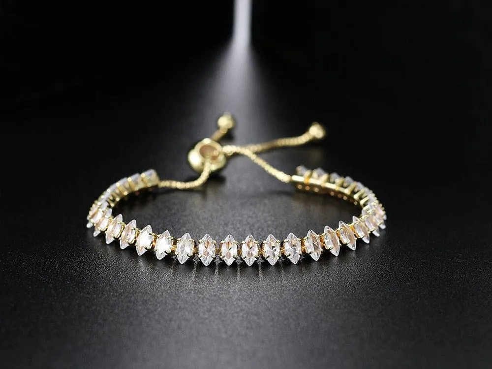 ADORABLE Waterdrop Shape Crystal AAA  Cubic Zirconia Simulated Diamonds Gold Color Tennis Bracelets for Women