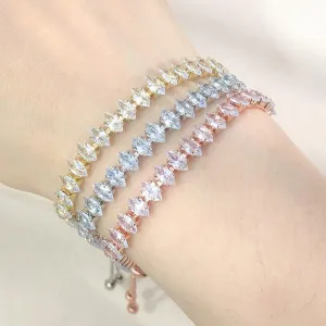 ADORABLE Waterdrop Shape Crystal AAA  Cubic Zirconia Simulated Diamonds Gold Color Tennis Bracelets for Women