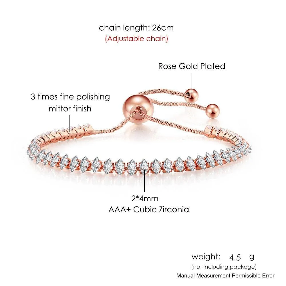 ADORABLE Waterdrop Shape Crystal AAA  Cubic Zirconia Simulated Diamonds Gold Color Tennis Bracelets for Women