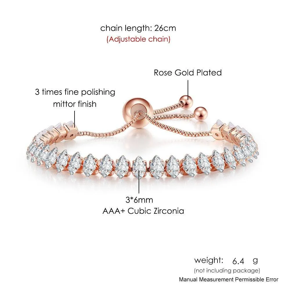 ADORABLE Waterdrop Shape Crystal AAA  Cubic Zirconia Simulated Diamonds Gold Color Tennis Bracelets for Women