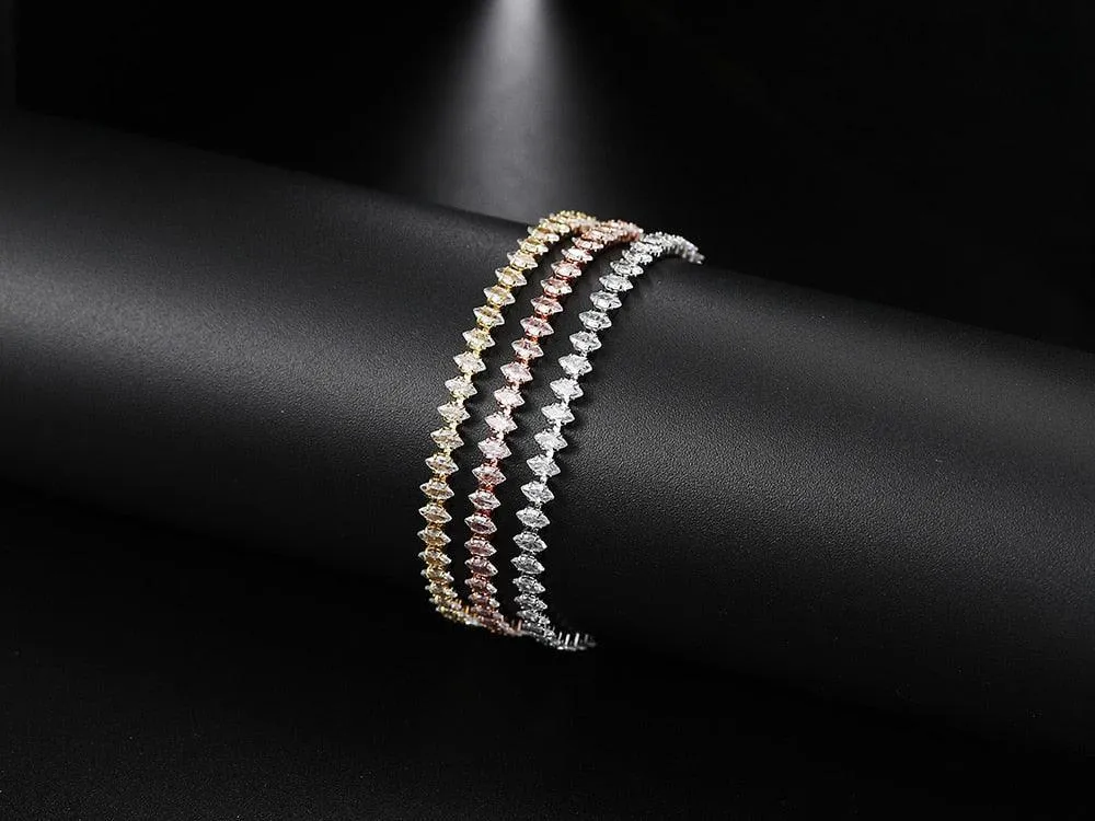 ADORABLE Waterdrop Shape Crystal AAA  Cubic Zirconia Simulated Diamonds Gold Color Tennis Bracelets for Women