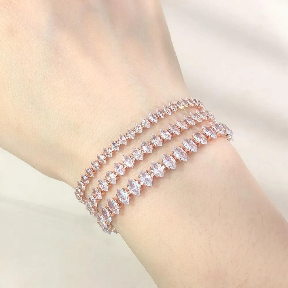 ADORABLE Waterdrop Shape Crystal AAA  Cubic Zirconia Simulated Diamonds Gold Color Tennis Bracelets for Women