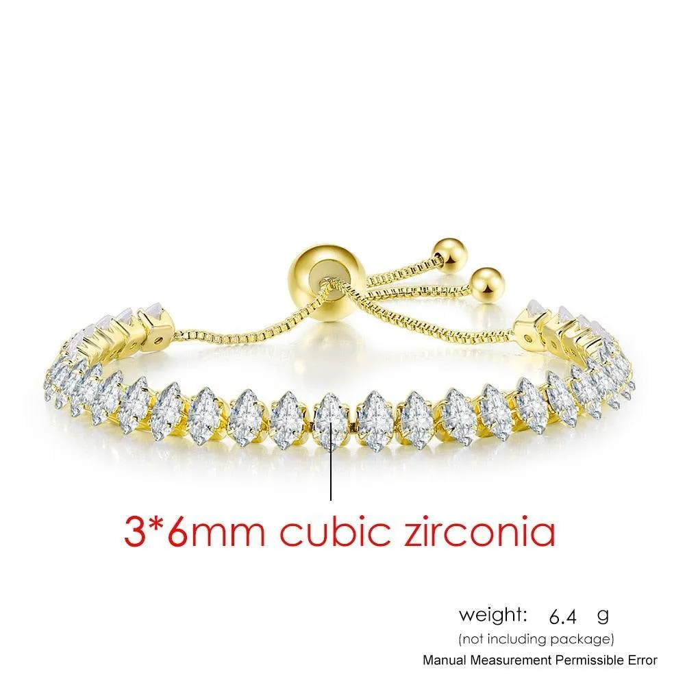 ADORABLE Waterdrop Shape Crystal AAA  Cubic Zirconia Simulated Diamonds Gold Color Tennis Bracelets for Women