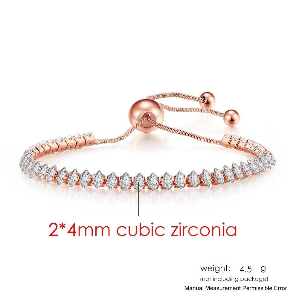 ADORABLE Waterdrop Shape Crystal AAA  Cubic Zirconia Simulated Diamonds Gold Color Tennis Bracelets for Women