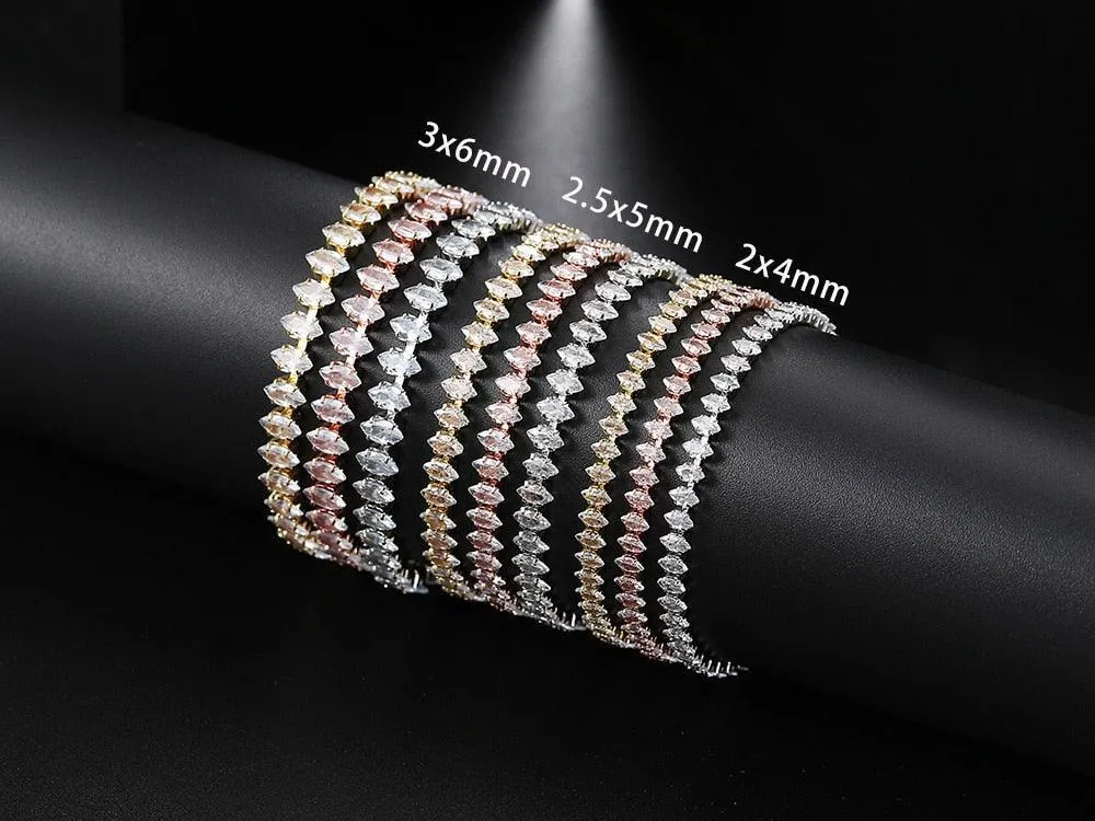 ADORABLE Waterdrop Shape Crystal AAA  Cubic Zirconia Simulated Diamonds Gold Color Tennis Bracelets for Women