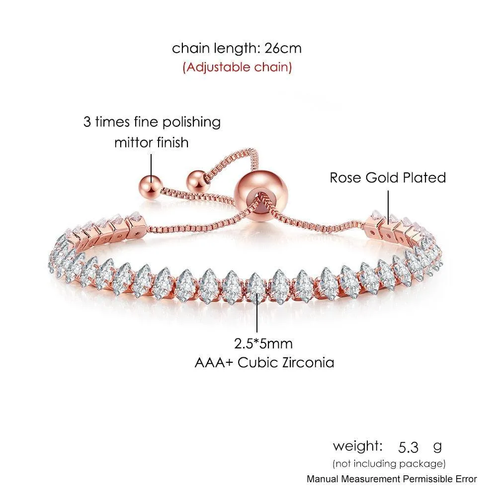 ADORABLE Waterdrop Shape Crystal AAA  Cubic Zirconia Simulated Diamonds Gold Color Tennis Bracelets for Women