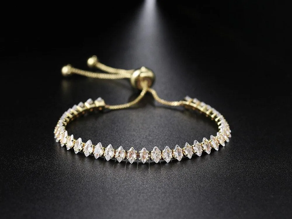 ADORABLE Waterdrop Shape Crystal AAA  Cubic Zirconia Simulated Diamonds Gold Color Tennis Bracelets for Women