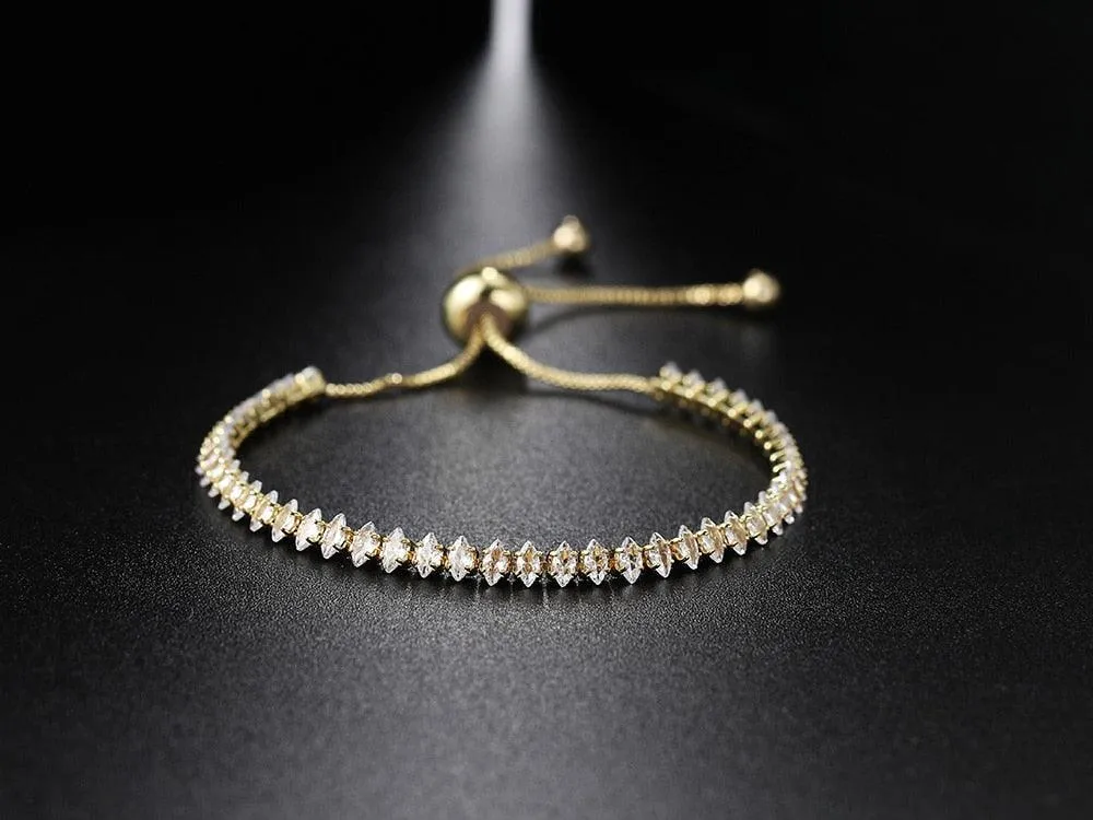 ADORABLE Waterdrop Shape Crystal AAA  Cubic Zirconia Simulated Diamonds Gold Color Tennis Bracelets for Women